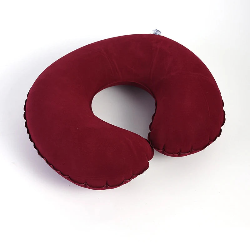 Inflatable C-Shaped Travel Neck Pillow – Portable Round Cushion for Travel, Bedding & Body Support