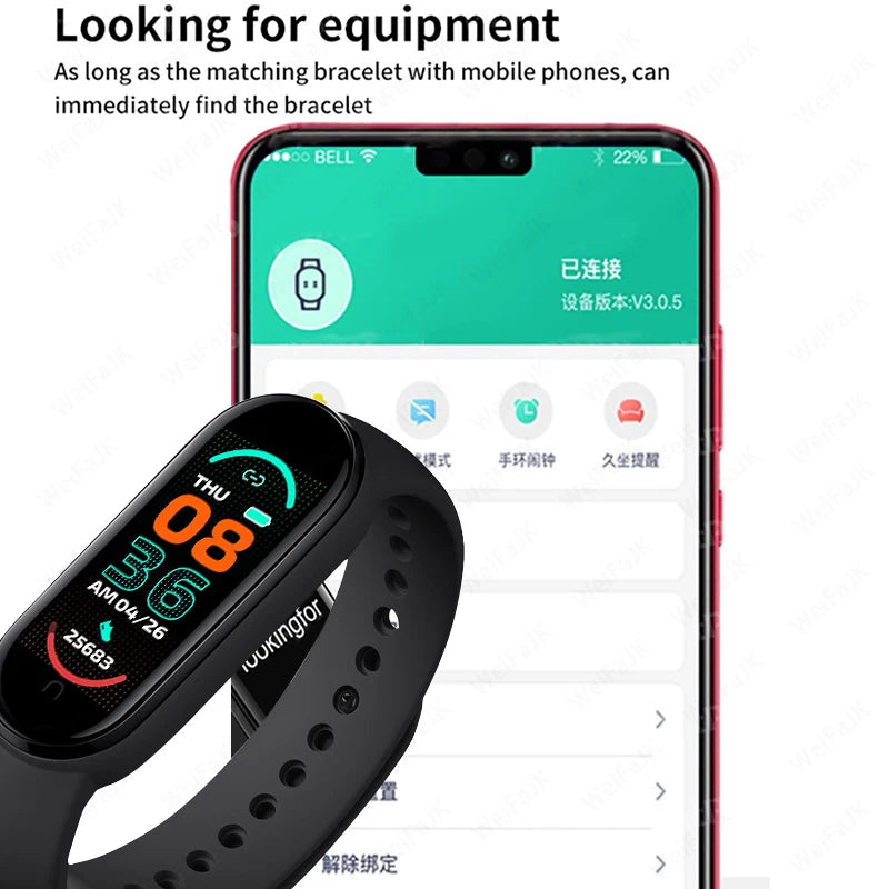 M6 Smart Watch Heart Rate & BP Monitor, Waterproof Sports Band for Men & Women, Fitness Tracker