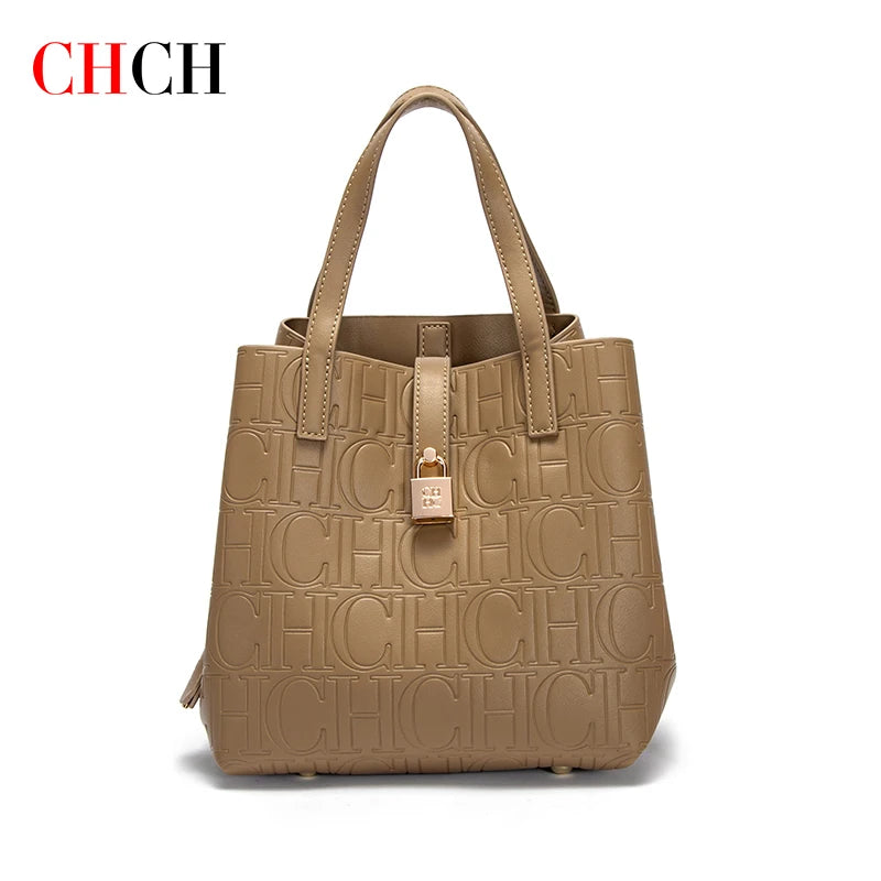 CHCH Women's Steel Embossed Tote Bag – Stylish Handheld Bun Mother Shopping Bag