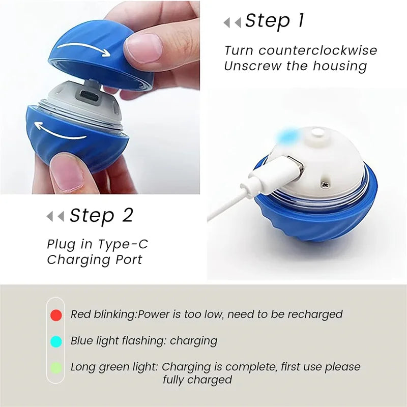 Smart Dog Toy Ball – USB Rechargeable Interactive Bouncing Ball for Dogs & Cats, Durable & Safe