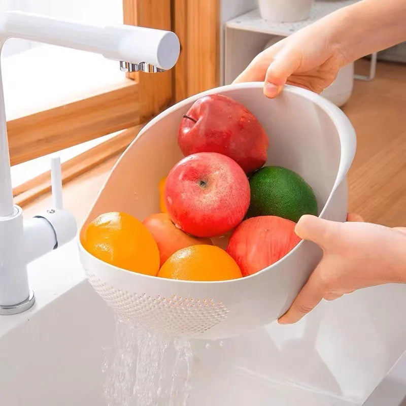 Multi-Purpose Rice Washing Drain Basket – Kitchen Colander for Fruits, Vegetables, and Rice