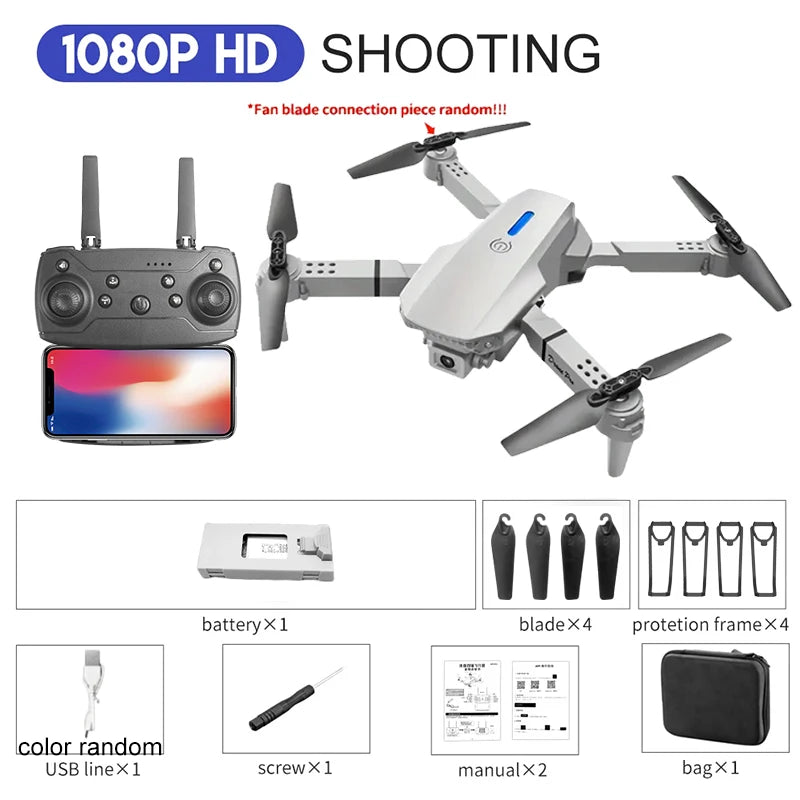 E88Pro 4K HD RC Drone – Foldable WiFi FPV Quadcopter with 1080P Wide-Angle Camera & Altitude Hold