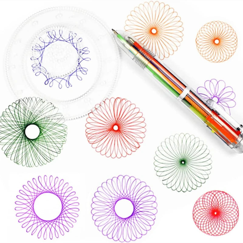 Spirograph Ruler Drawing Toy – Educational Interlocking Gears & Scratch Painting Accessories