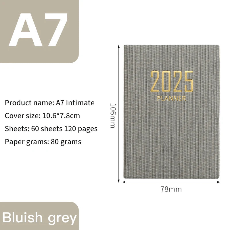 2025 A7 Portable Pocket Planner with PU Cover – Daily & Weekly Schedule Notebook Agenda