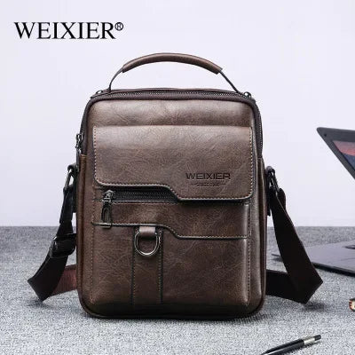 New Men's Messenger Bag – Designer PU Leather Retro Large-Capacity Shoulder Bag for Travel