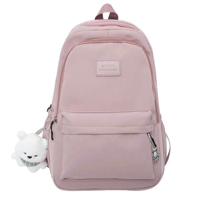 Trendy Waterproof Girls' College Backpack – High-Capacity Laptop School Bag for Travel & Daily Use