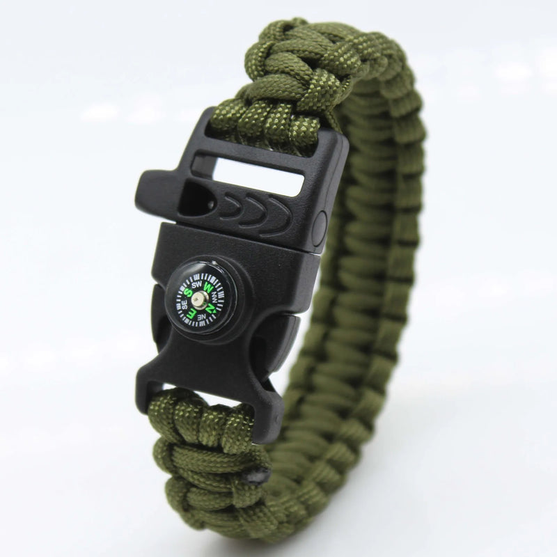 Multifunctional Paracord Survival Bracelet with Whistle, Compass for Outdoor Travel, Camping & Hiking