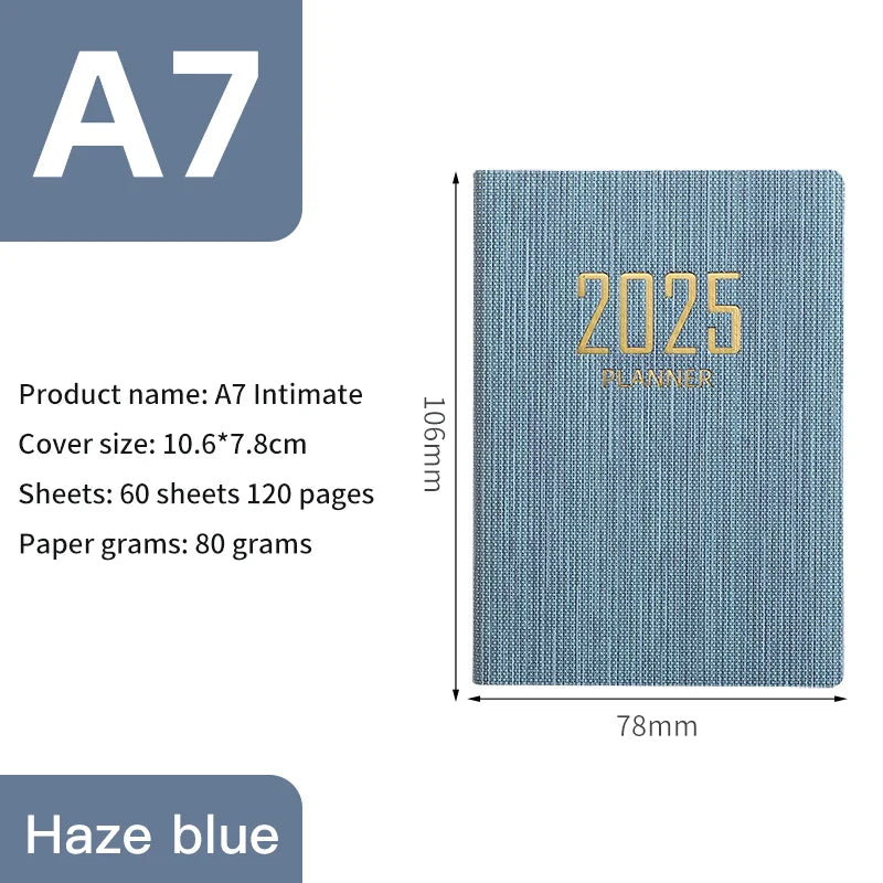 2025 A7 Portable Pocket Planner with PU Cover – Daily & Weekly Schedule Notebook Agenda