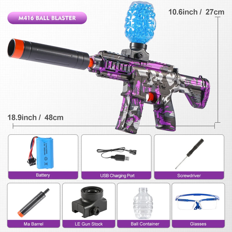 M416 ELECTRIC BALL BLASTER TOY GUN – HIGH-SPEED, METALLIC FINISH, RECHARGEABLE – PERFECT GIFT FOR KIDS & ADULTS