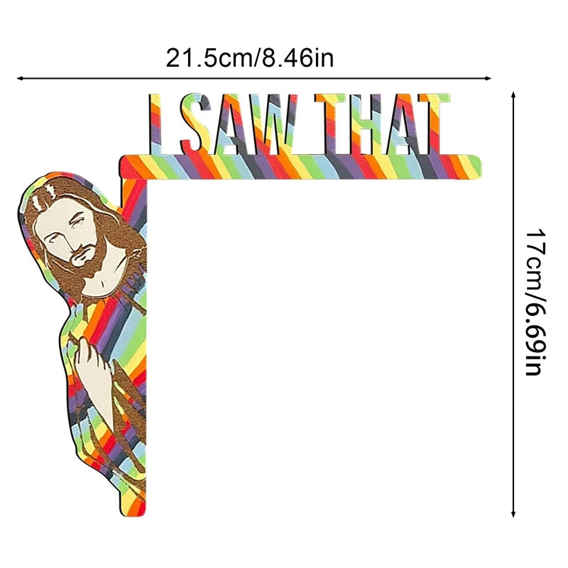 "Funny Jesus Door Hanger – 'I Saw That' Creative Wooden Home Décor Sign for Doors or Walls"