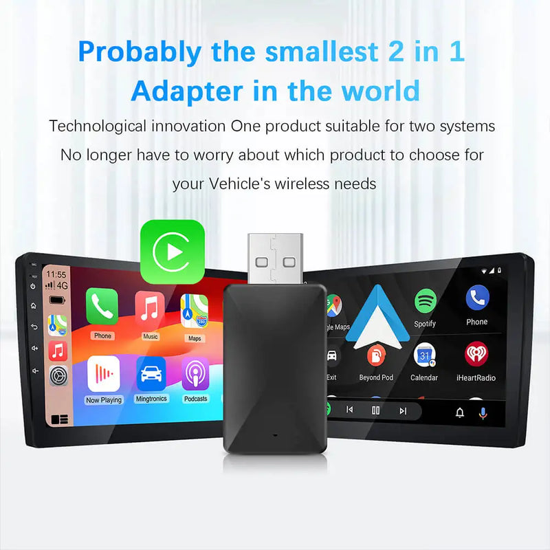 2-in-1 Wireless CarPlay & Android Auto Adapter – Plug & Play USB Converter for OEM Car Stereo