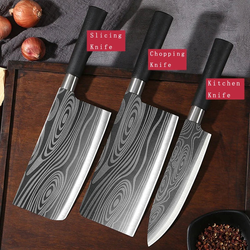 Professional Damascus Kitchen Knife Set – Chef Knife, Scissors & Sharpener, Stainless Steel Blades