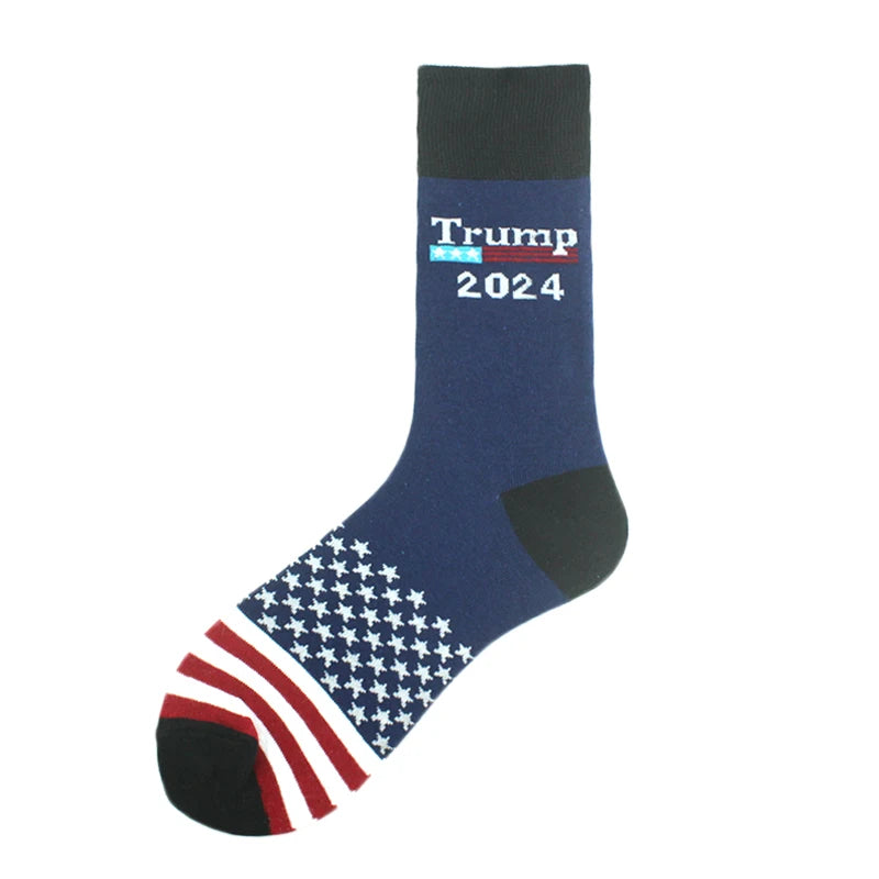 2024 Donald Trump Funny Socks – Spoof Character Crew Socks with 3D Fake Hair for Men & Women