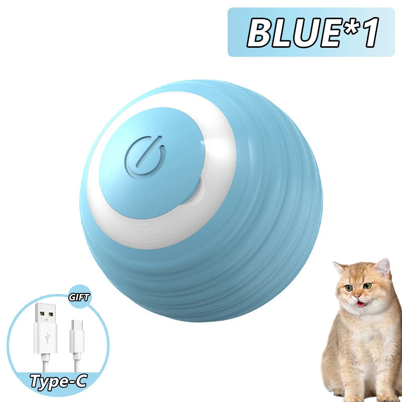 Automatic Cat Interactive Ball Toy | Smart Rechargeable Rolling Ball with Faux Tail for Indoor Cats