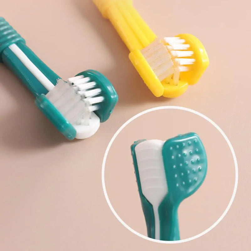 Three-Head Pet Toothbrush for Dogs and Cats | Oral Cleaning Brush for Effective Dental Care