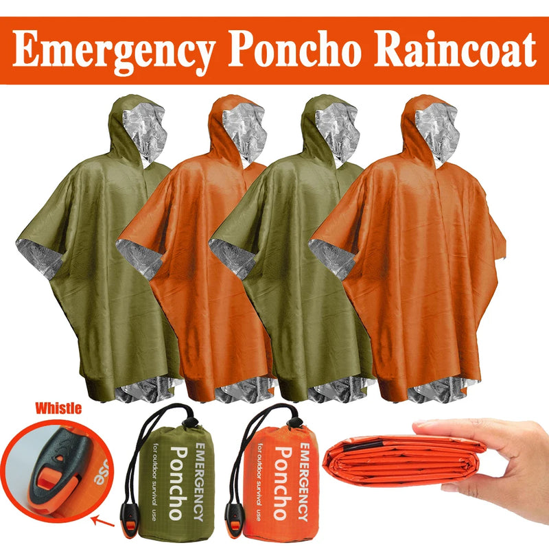 Emergency Waterproof Rain Poncho – Disposable Thermal Survival Blanket for Camping, Hiking & Outdoors