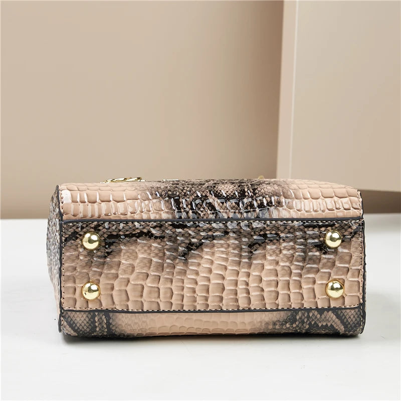 Fashion Gradient Alligator Print Women's Handbag – PU Leather Single Shoulder Crossbody Tote