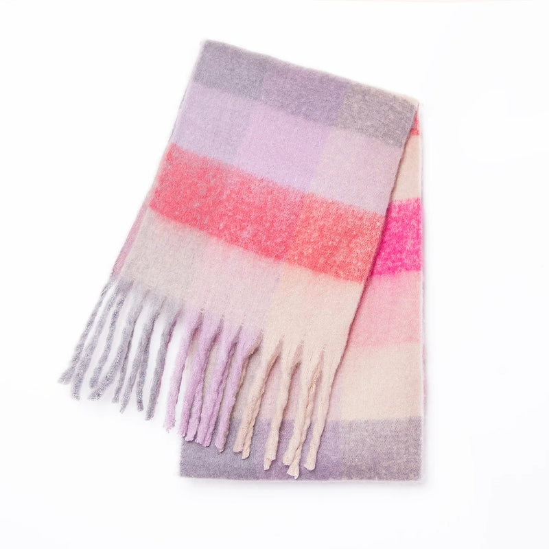 Women's Winter Cashmere Shawl & Warm Plaid Pashmina Scarf with Tassels – Stylish & Cosy