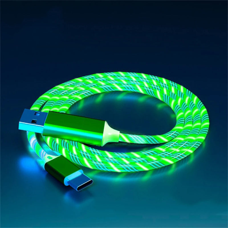 NNBILI LED Glowing 3-in-1 USB Fast Charging Cable – Luminous Type-C, Micro USB & Lightning Charger