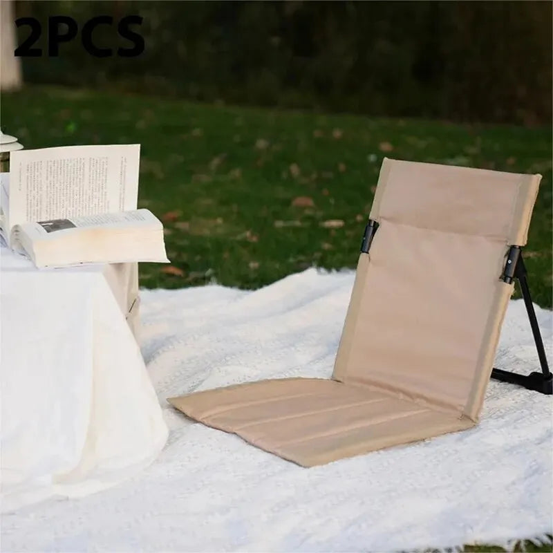 Foldable Camping Chair with Backrest & Cushion, Lightweight Portable Beach Chair for Outdoor Use