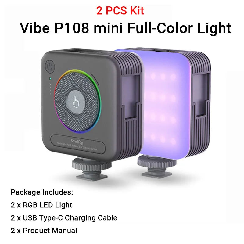 SmallRig Portable Vibe P108 RGB Video Light, 130mins Battery, 108 LED Beads, Pocket Size Floodlight