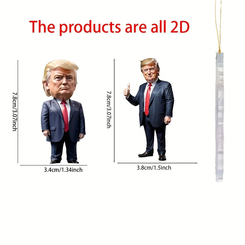 Trump-Inspired Acrylic Christmas Ornament for Car and Tree - Funny Holiday Gift Pendant