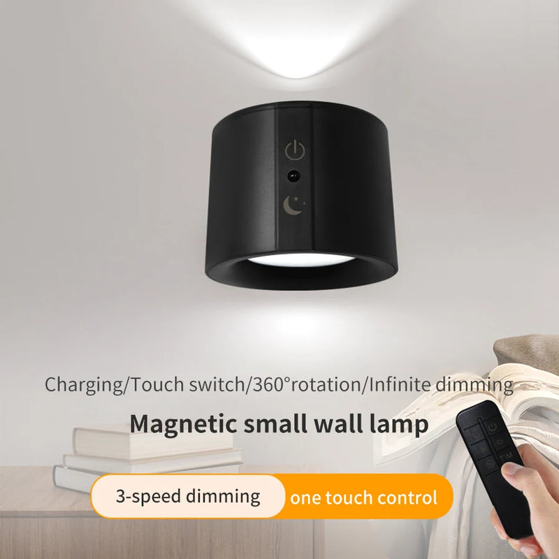 360° Rotatable LED Wall Sconce with Touch Control, Rechargeable Double Head Night Light for Bedroom