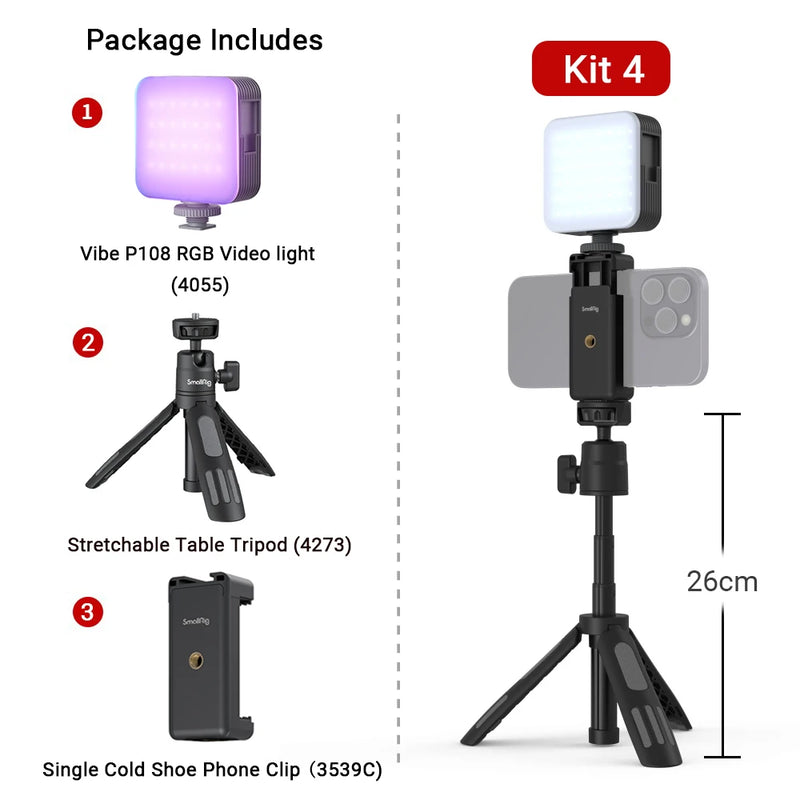 SmallRig Portable Vibe P108 RGB Video Light, 130mins Battery, 108 LED Beads, Pocket Size Floodlight