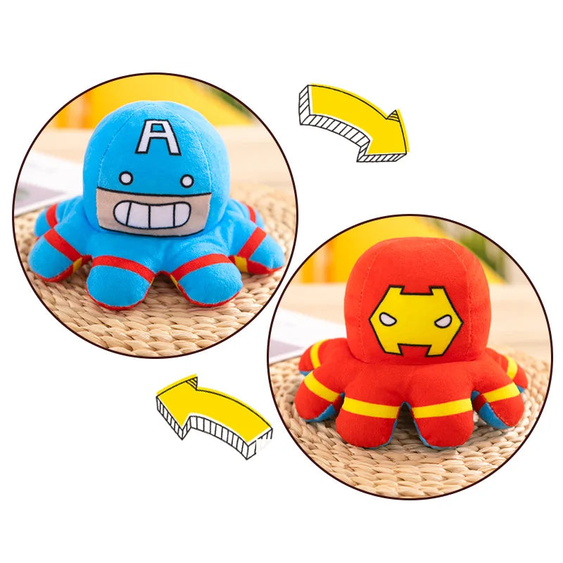 Hot Marvel Plush Doll – Reversible Avengers Toys: Spiderman, Iron Man, Hulk & Captain America