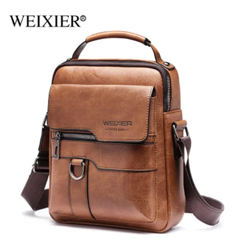 New Men's Messenger Bag – Designer PU Leather Retro Large-Capacity Shoulder Bag for Travel