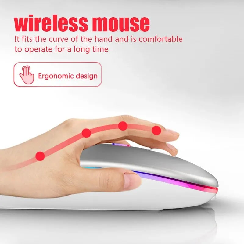 RGB Rechargeable Wireless Bluetooth Gaming Mouse – Ergonomic Design, LED Backlit, 3600 DPI