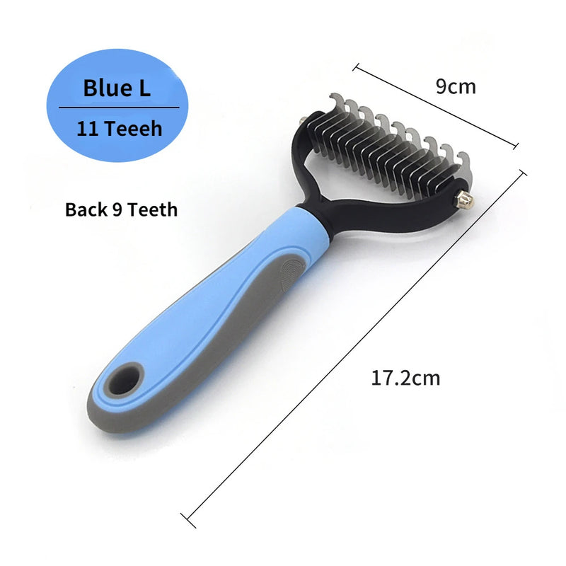 Professional Pet Deshedding Brush | Knot Cutter & Hair Remover Comb for Dogs & Cats Grooming