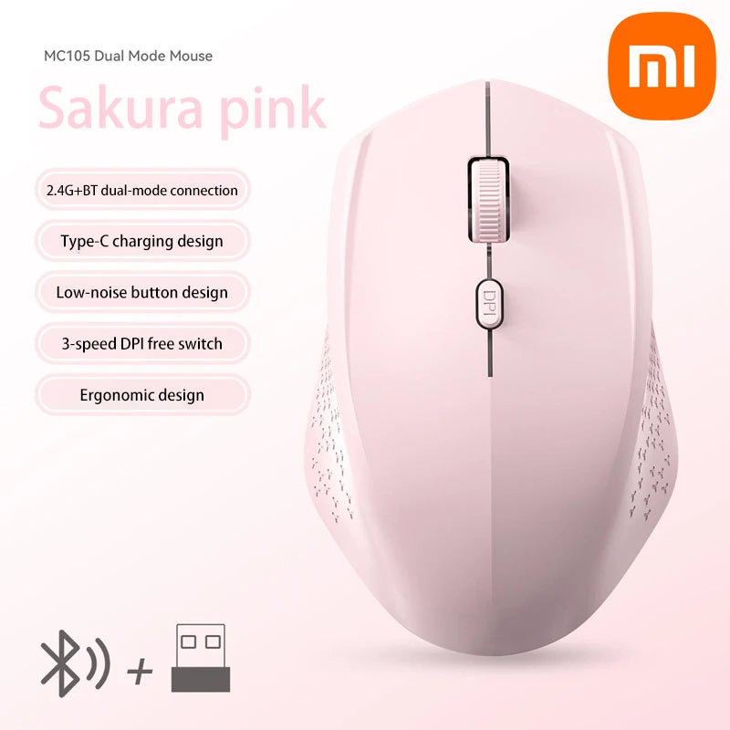 Xiaomi Wireless Mouse - Dual Mode Bluetooth & 2.4GHz Ergonomic Mini Mouse with 1600 DPI