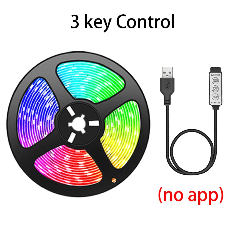 RGB 5050 LED Strip Light - Bluetooth App Controlled 5V USB Flexible Tape for TV Backlight Decor