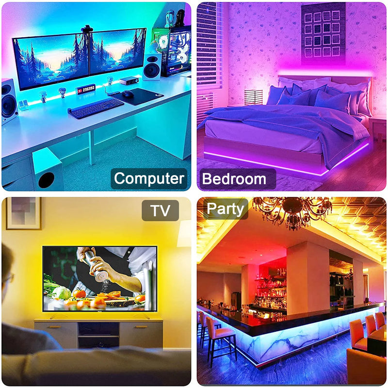 RGB 5050 LED Strip Light - Bluetooth App Controlled 5V USB Flexible Tape for TV Backlight Decor